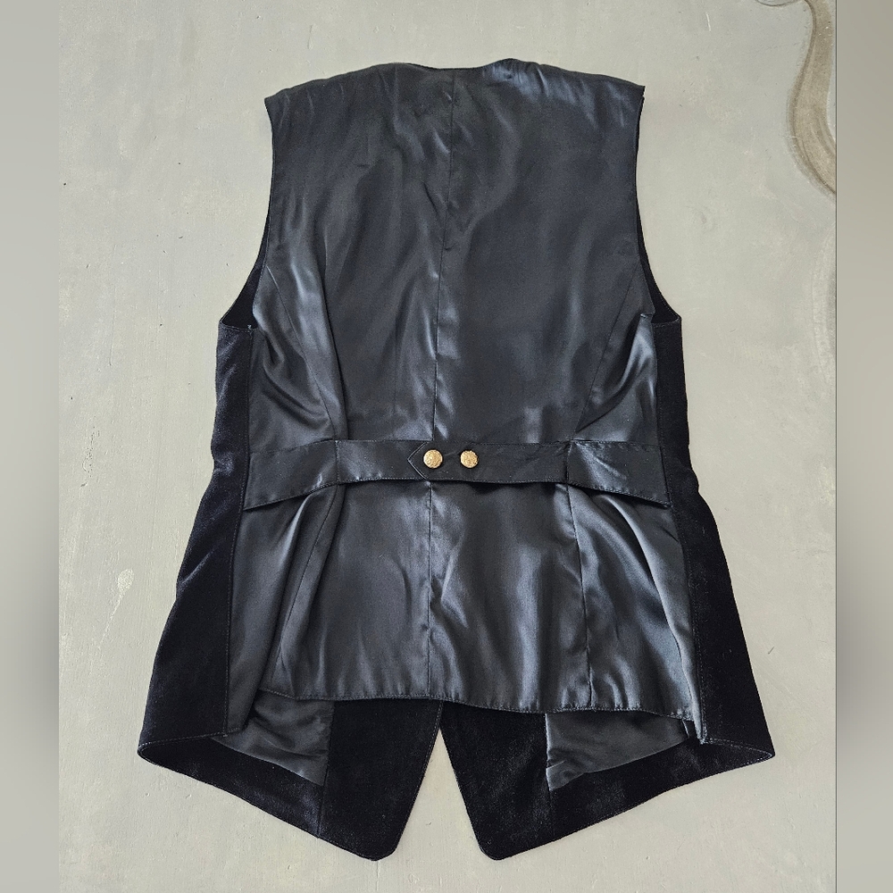Georges Rech Vintage Black Suede With Engraved Gold Buttons Slim Vest - Picture 3 of 12